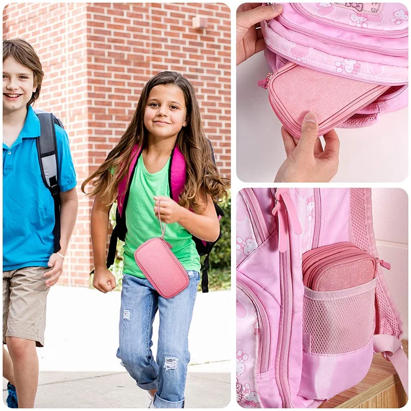 

Electronics Accessories Organizer Pouch Bag, for Power Adapter/Charger/Cables/Pens, Designed for School Girls(Pink)