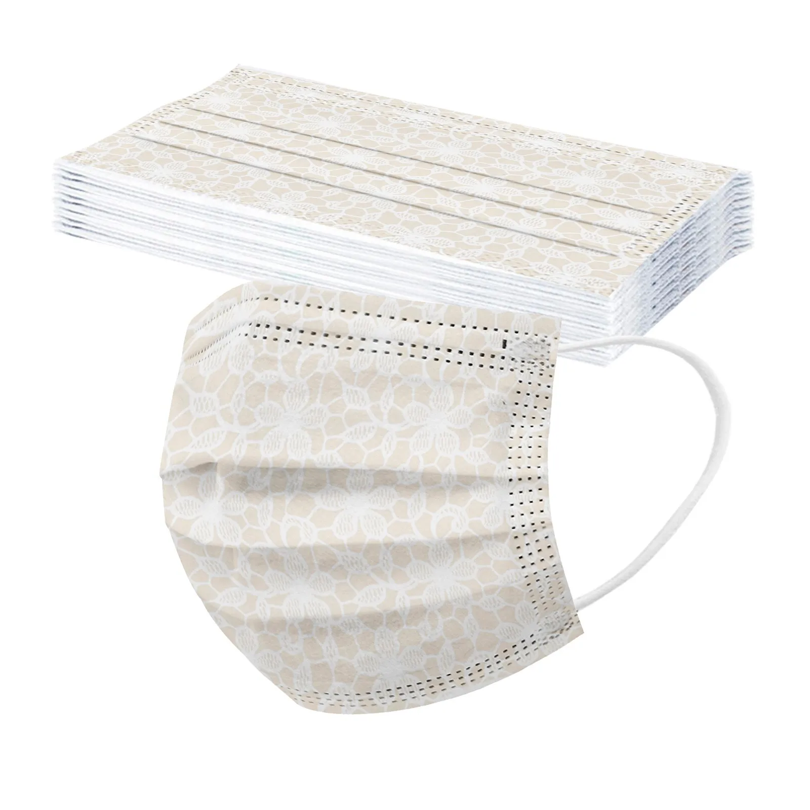 Маска Защитная Женская кружевная с цветочным принтом 10/50 шт. | Тематическая