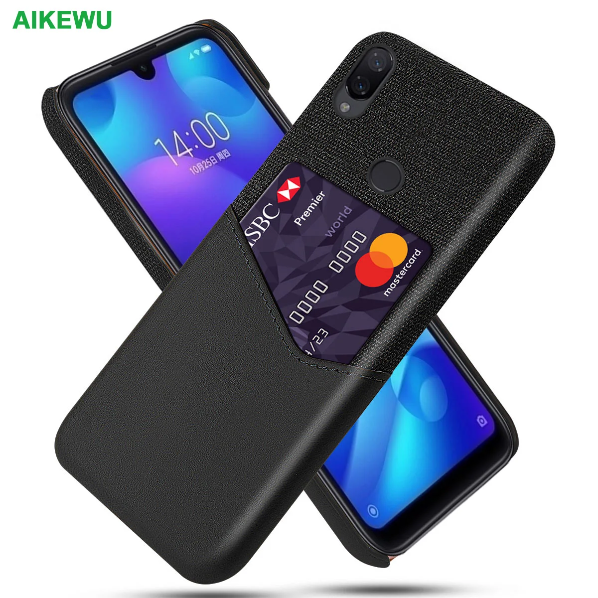 

Mi Play Shockproof Case for XiaoMi Mi Play Fitted Cover Business Fabric + Luxury Leather Card Holder