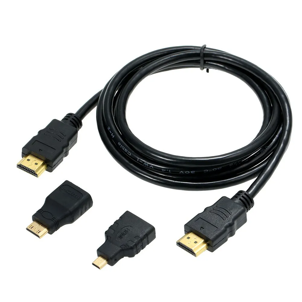 3 в 1 кабель HDMI папа к мужчине провод + микро HD адаптер мини 5 м|Кабели HDMI| |