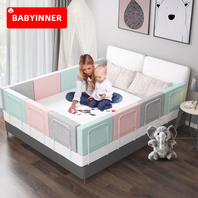 

Babyinner Bed Bumper Adjustable Newborn Bed Fence Anti-collision Bed Barrier Fence Safety Guardrail Home Playpen Crib Rail 0-6Y