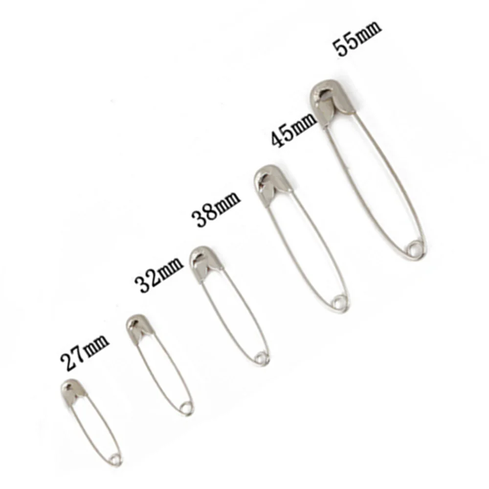 Description Picture 4 of itemHigh Quality 50pcs Safety Pins DIY Sewing Tools Accessory 5 Kinds Size Silver Metal Needles Large Safety Pin Small Brooch YJ379