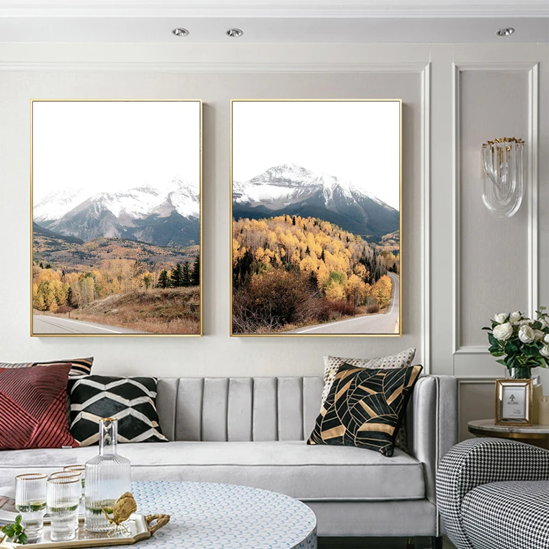 Scandinavian Style Forest Landscape Canvas Wall Art Posters and Prints Nordic Painting Mountaint Pictures Modern Home Decor | Дом и сад