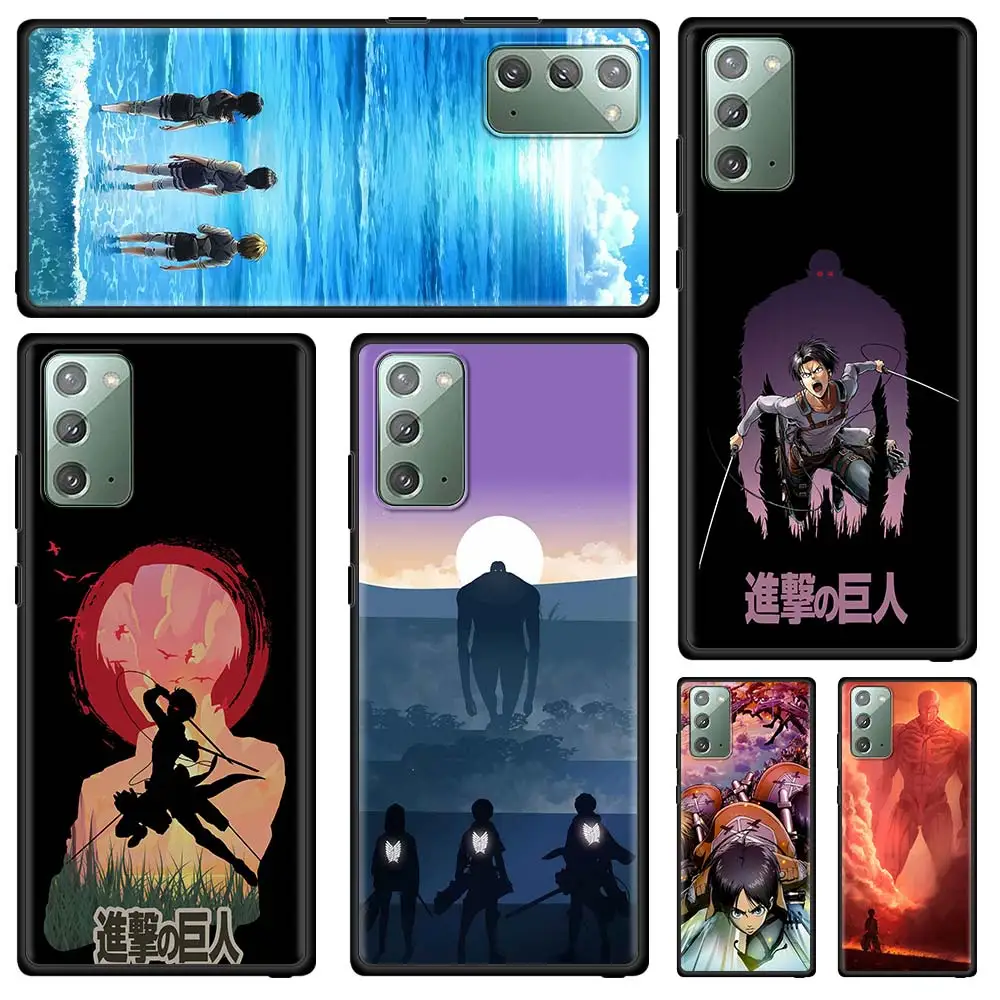 

Anime Attack On Titan Silicone Phone Case for Samsung Galaxy Note 20 Ultra 10 Lite 10Plus 9 8 A51 A21s A71 A31 Black Soft Cover