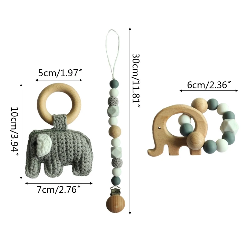 

Baby Dummy Holder Pacifier Chain Silicone Beads Bracelet Infants Wooden Ring Teether Mobile Rattle Nursing Chewing Toys