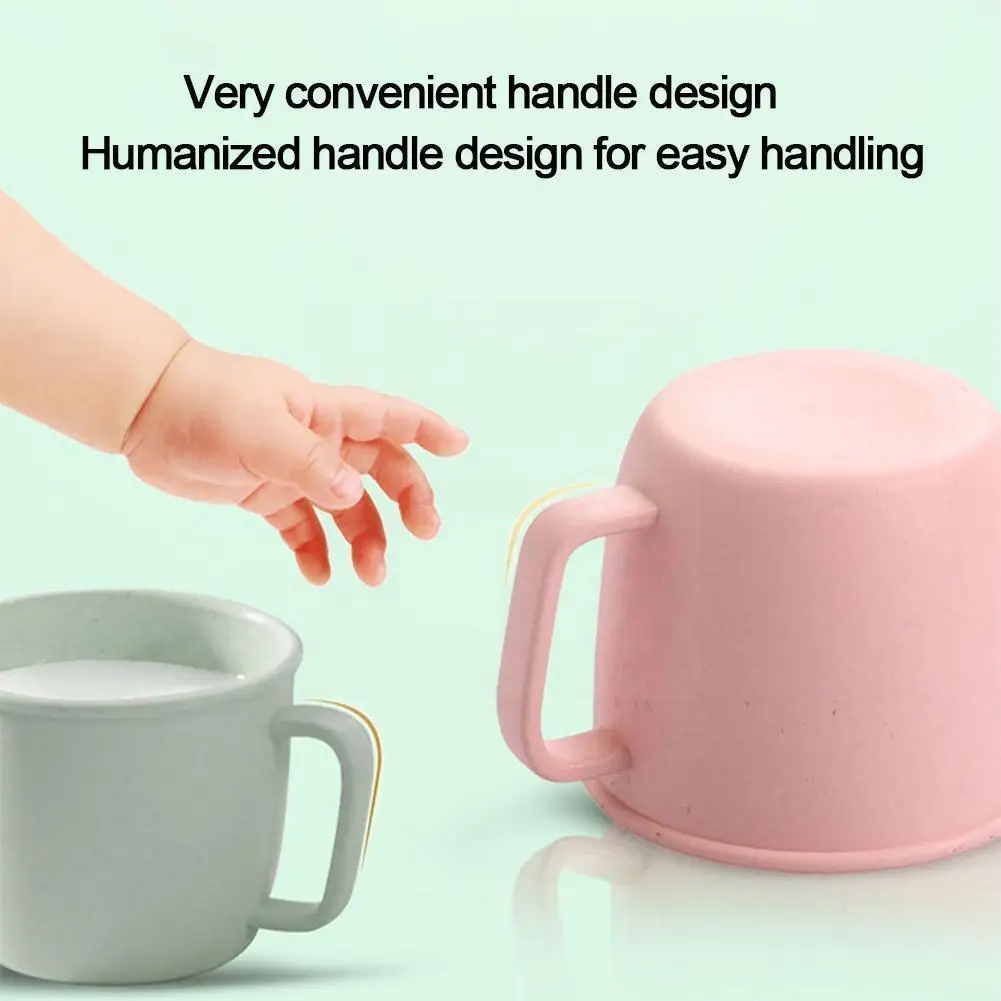 

Double Handle Bamboo Fiber Children's Milk Cup Kids Water Cup Supplies Cute Glasses Drinking Feeding Children's Environment Z8b7