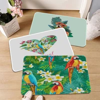 parrot tropical blossom art printed flannel floor mat bathroom decor carpet non slip for living room kitchen welcome doormat