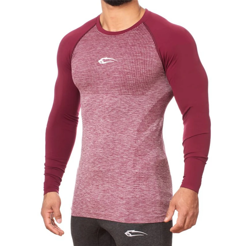 Skinny Sport Shirts Men Long Sleeve Running T Shirt Fitness Compression Gym Workout Tshirt Rashgard Sports T-Shirt Man | Спорт и