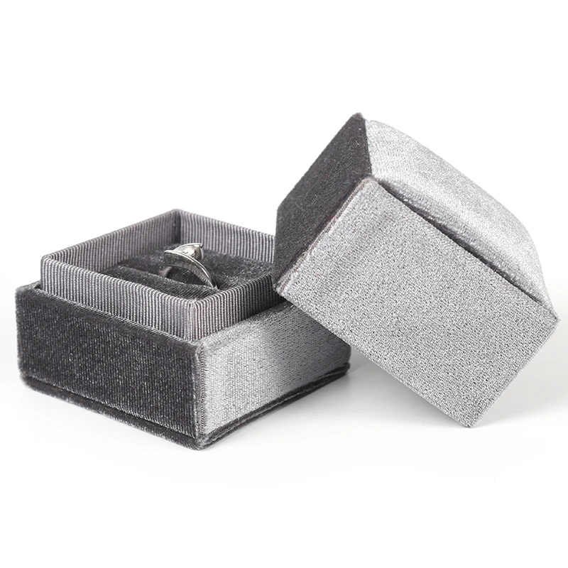 

Wedding Diamond Rings Gray Velet Heaven And Earth Cover Jewelry Box Earrings Pendents Storages Cases For Women Jewellery Holder