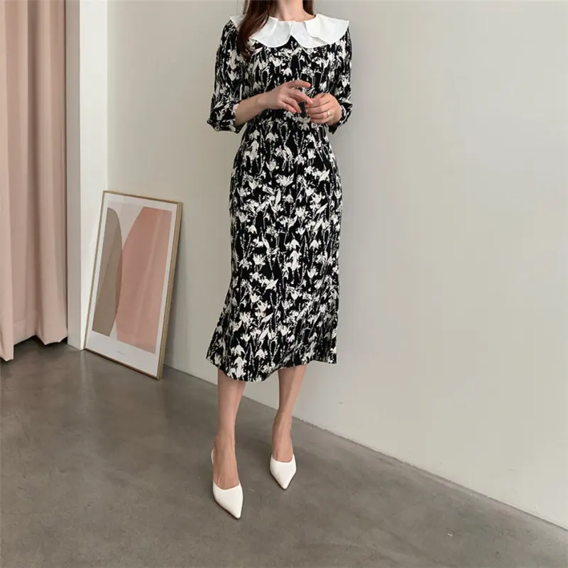 Женское платье с оборками Alien Kitty уличное цветочным принтом и высокой талией для