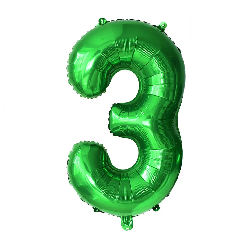 32inch Green Number Balloon Digital 0 1 2 3 4 5 6 7 8 9 Aluminum Foil Ballon for Kids Birthday Party Decoration Safari Wild One | Дом и сад