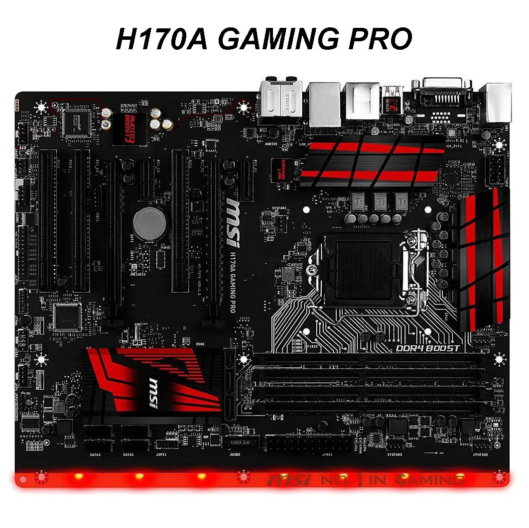 Материнская плата DDR4 для MSI H170A GAMING PRO LGA 1151 2133 МГц 64 ГБ Core i7 i5 i3 CPU PCI-E 3 0 USB3.0 ATX |