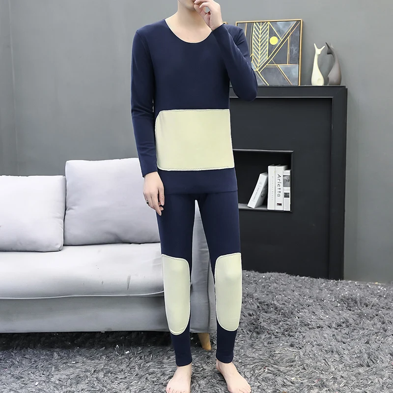 

Мужской немецкий бархатный термокостюм с круглым вырезом, длинные брюки Qiu Yi