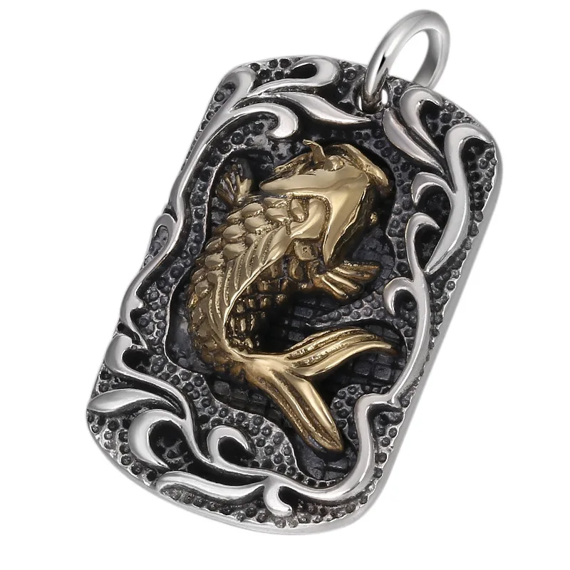 

925 Sterling Silver Fashion Jewelry Black Thai Silver Carp Carp Pendant Popular Men and Women Hang Tag Pendant