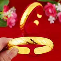 classic cuff bangle women solid jewelry yellow gold filled female gift