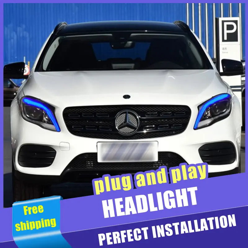 2 шт. светодиодный льные светодиодные фары для Benz GLA 17 19 передняя фара все ные