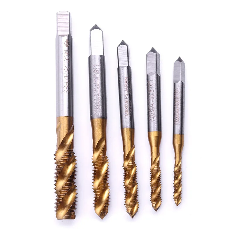 HSS Спиральная Флейта с титановым покрытием Метрическая машина Метчик сверла
