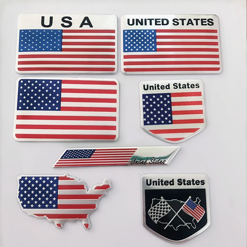 

Automobile Motorcycle Exterior Accessories Great Country United States of America USA National Flag Aluminum Alloy Car Stickers