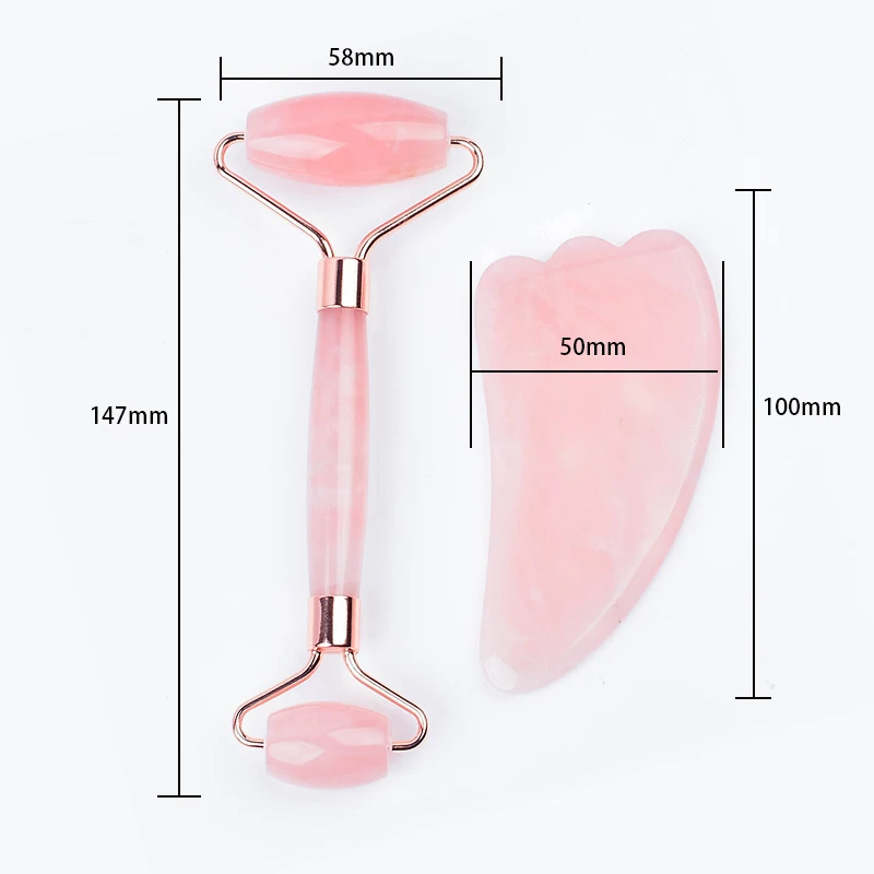 Бесшумный ролик для массажа лица розовый кварц Инструмент Для Массажа Гуаша
