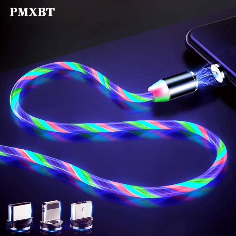 

Flow Luminous Lighting Magnetic USB Tpye C Cable For iPhone XR XS 7 8 Charger Fast Charging Magnet Charge Type-C USB-C Data Cord
