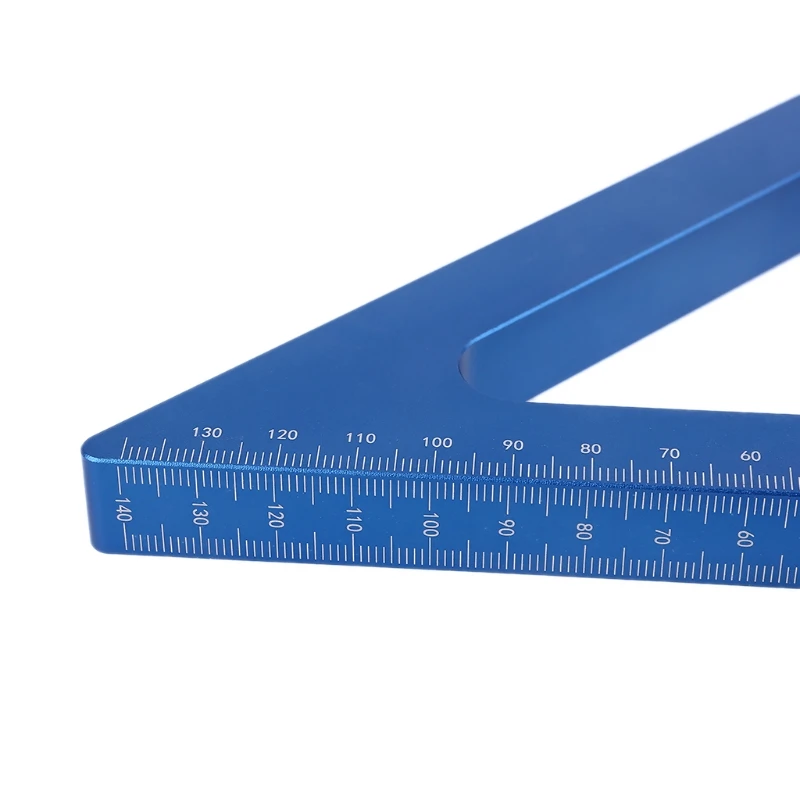 

157A 14*14*1.6cm Solid Aluminum Alloy Right Angle Ruler Square Woodworking Triangle Ruler with Inch Metric Scale Measuring