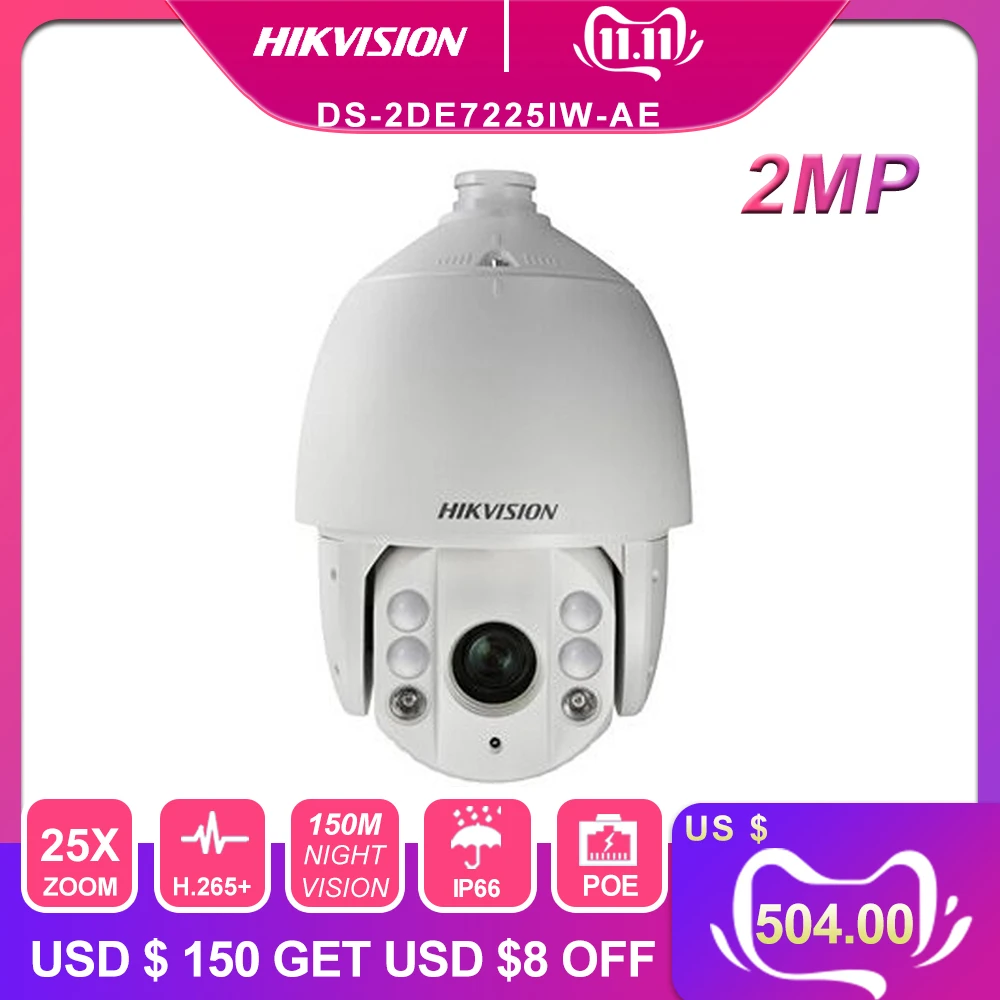 Hik Оригинальная английская IP камера наружная DS 2DE7225IW AE 25X PTZ зум ИК скоростная
