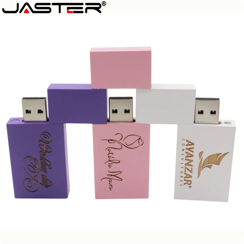 JASTER логотип персональный деревянный красочный блок USB флэш накопитель
