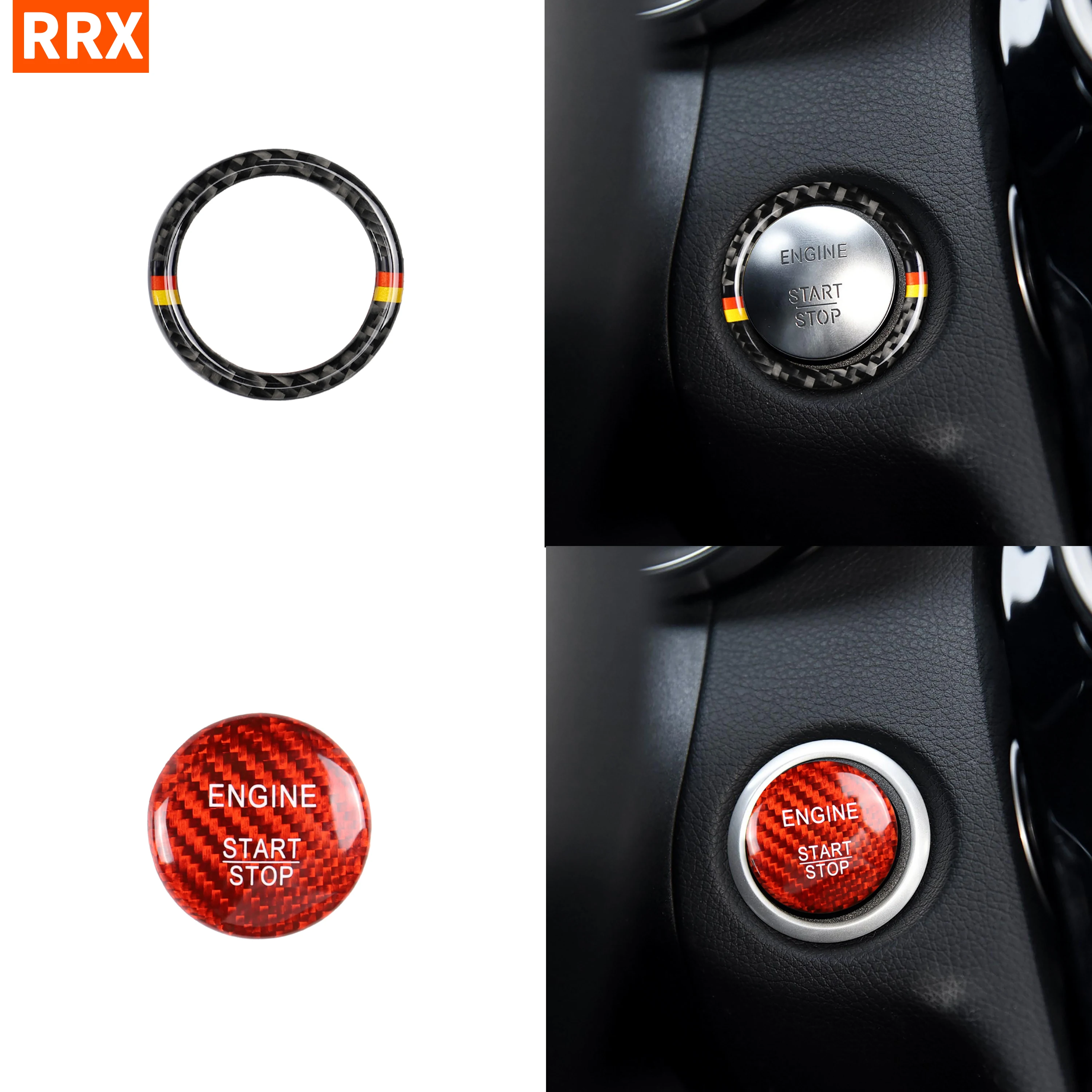 

For Mercedes Benz C E Class W204 W205 W213 GLC Accessories Car Engine Start Stop Button Cover Trim Ignition Ring Interior Set