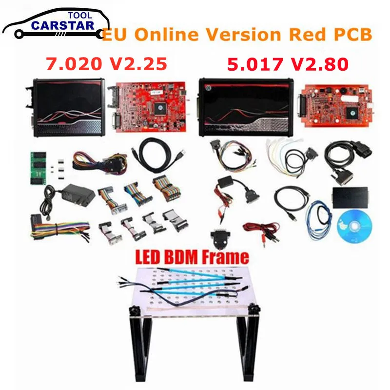 

KESS 5.017 V2.80 EU Red ECM Titanium 4LED V2.25 KTAG 7.020 4 LED Online Master Version BDM Frame fgtech ECU OBD Truck Programmer