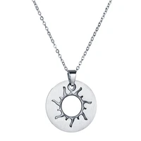 new fashion sun pendant necklace for men women stainless steel silver color simple round geometric rock charm necklaces gift