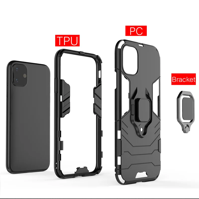 ZNP бронированный противоударный чехол подставка чехол для телефона для iPhone 6 6s 7 8 плюс держатель кольцо крышка чехол для iPhone 11 Pro XS Max XR X чехол s Shell