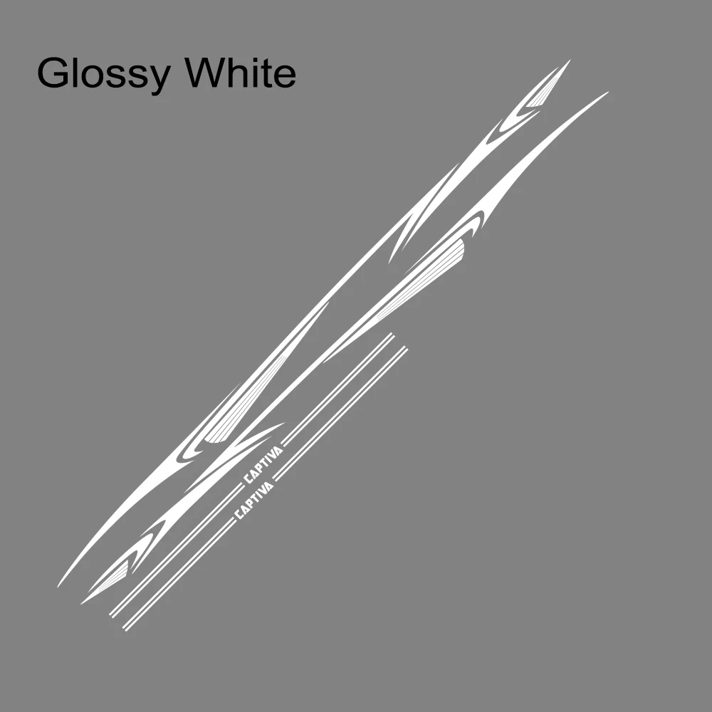Glossy White 2 шт. для Chevrolet Captiva Автомобильная длинная Боковая дверь стикер DIY виниловая пленка авто Спорт Стайлинг наклейки автомобильные принадлежности для тюнинга - Название цвета: Glossy White