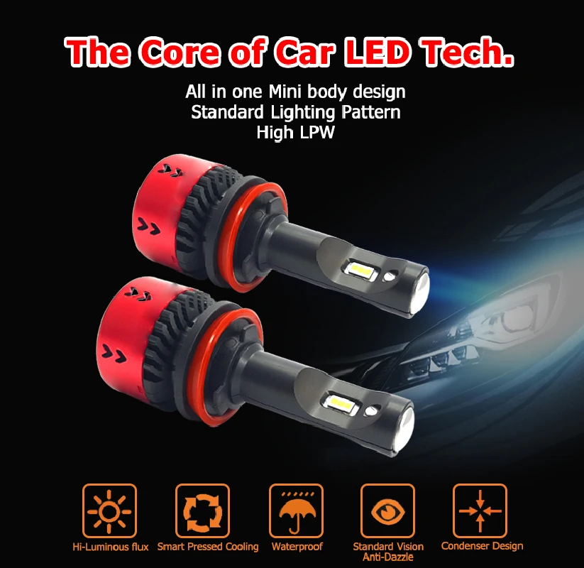 Автомобильные светодиодные лампы для передних фар CARCTR H4 H7 H11/H8 H1 9005 9006 880 H3 60