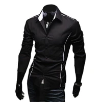 piping fit shirts 5902 muscle mens shirt edge sleeve luxury dress casual designer 3 stylish color long stylish casual designer