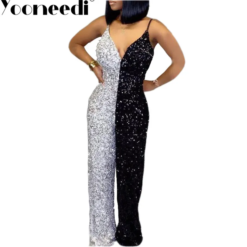 Yooneedi 2019 осенний дизайн сексуальные женские комбинезоны цветные из кусков с