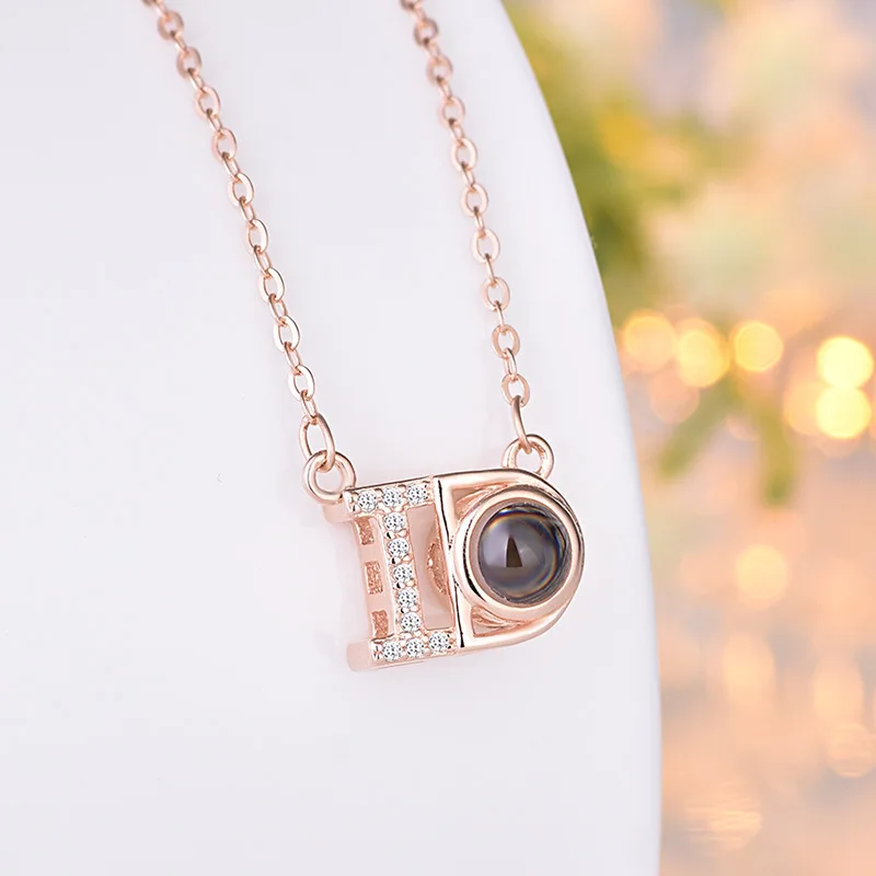 Amxiu DIY, Ожерелье I Do, 100 языков, проекционное Ожерелье I love you, 925 пробы, серебряное ожерелье для женщин, свадебное ювелирное изделие, подарок