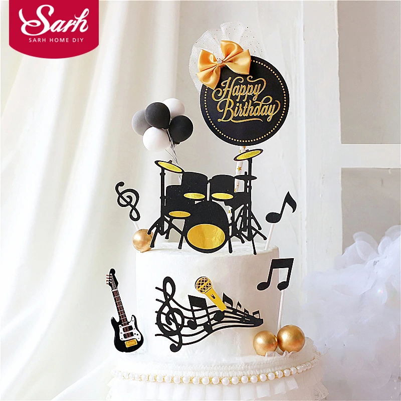 Веер музыкальной группы на день рождения с надписью руку Топпер для торта мужчин
