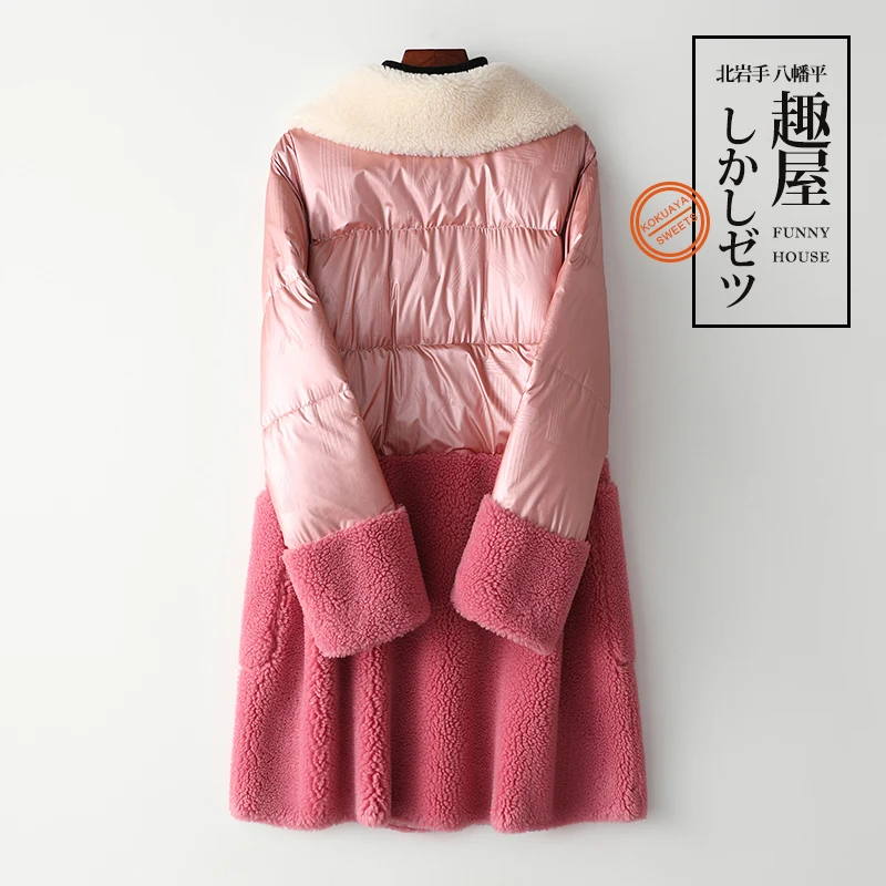 Winter Duck Down Jacket Female 2020 Korean Pink Real Fur Coat Women Thick Warm Long Wool Ladies Outwar Hiver 2243 | Женская одежда