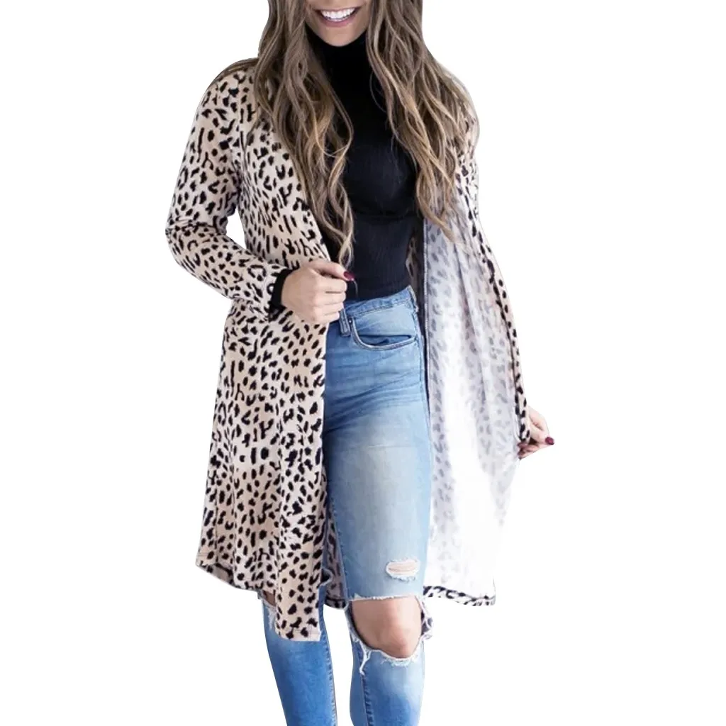 Пальто для женщин модный Повседневный пуловер с леопардовым принтом женский