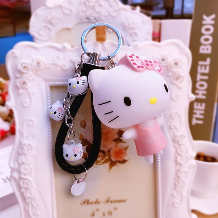 A5 Милый розовый Кот hello kitty кукла брелок кожаный шнур брелок держатель металлический брелок с колокольчиком брелок Шарм сумка Подвеска для автомобиля подарок - Цвет: A5