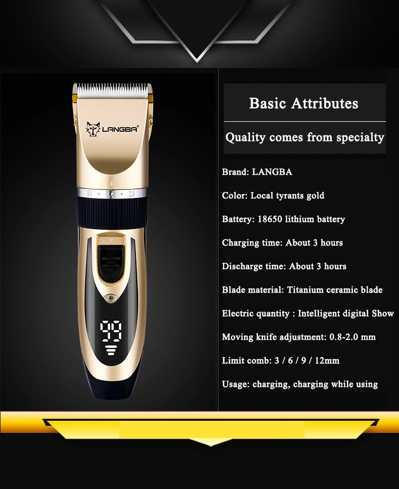 

Pet Electric Dog Clipper Intelligent Digital Display Dogs Cutter Rechargeable Shaver Low Noise Haircut Tool Cat Hair Trimmer Dog