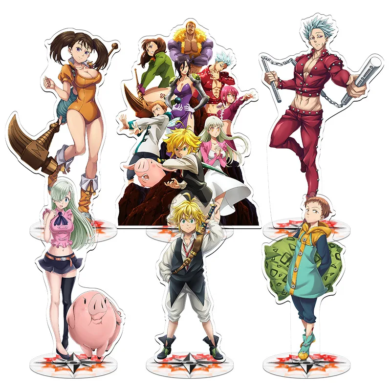 Anime The Seven Deadly Sins Acrylic Stand Model Doll Meliodas Gowther Elizabeth Liones Action Figure Toy Desktop Decoration Gift