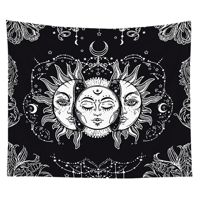 

Mandala Tapestry White Black Sun And Moon Tapestry Wall Hanging Gossip Tapestries Hippie Wall Rugs Dorm Decor Blanket 95x73cm