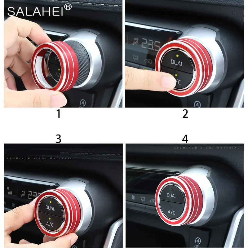 

For Toyota Rav4 2020 Accessories Funny 2 PCS/Set Air Conditioning Knob Decorative Cover Ring Adjust Trim Cover Styling Interior