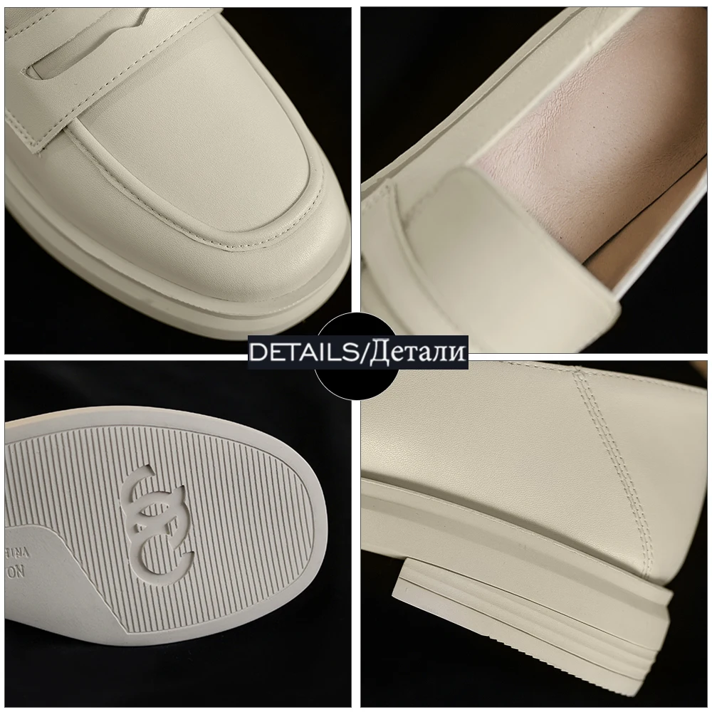 

wetkiss Genuine Cow Leather Flats Loafers Shoes Square Toe Fashion Slip On Shoes Skidproof Causal footwear Women Shoes New 2021