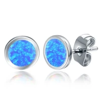 cute round white imitation fire opal stud earrings fashion women geometric earrings bohemian statement jewelry lover gift