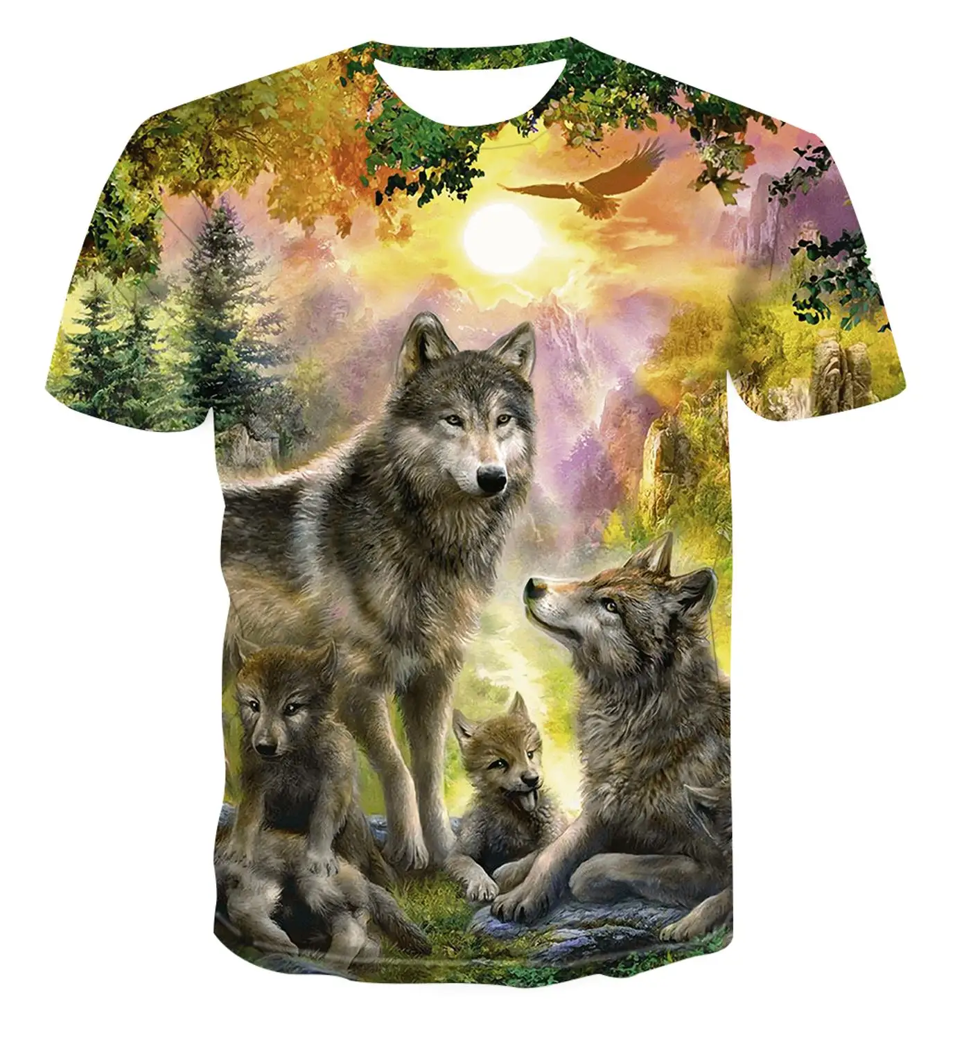 

2021 Summer Hot Sale Men's 3D Printed T shirts Popular Top Wolf Pattern Short Sleeve Personal Outdoor Leisure Man' T shirt