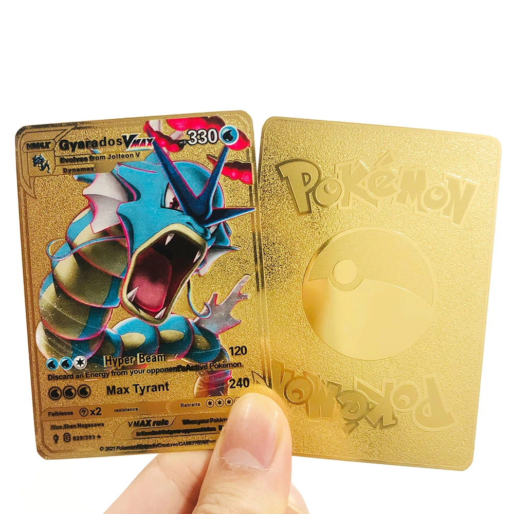 

Rainbow Gyarados Carp Dragon 2022 New Pokémon Gold Game Card Children's Super Prop Collection Metal Card