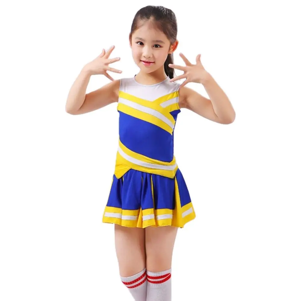 Детский костюм для чирлидинга одежда учащихся аэробика без Помпона Прямая
