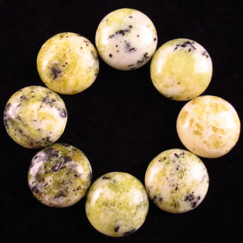 

10Pcs 17g Natural Grass Yellow Turquoises Round CAB CABOCHON 13x5mm JM145